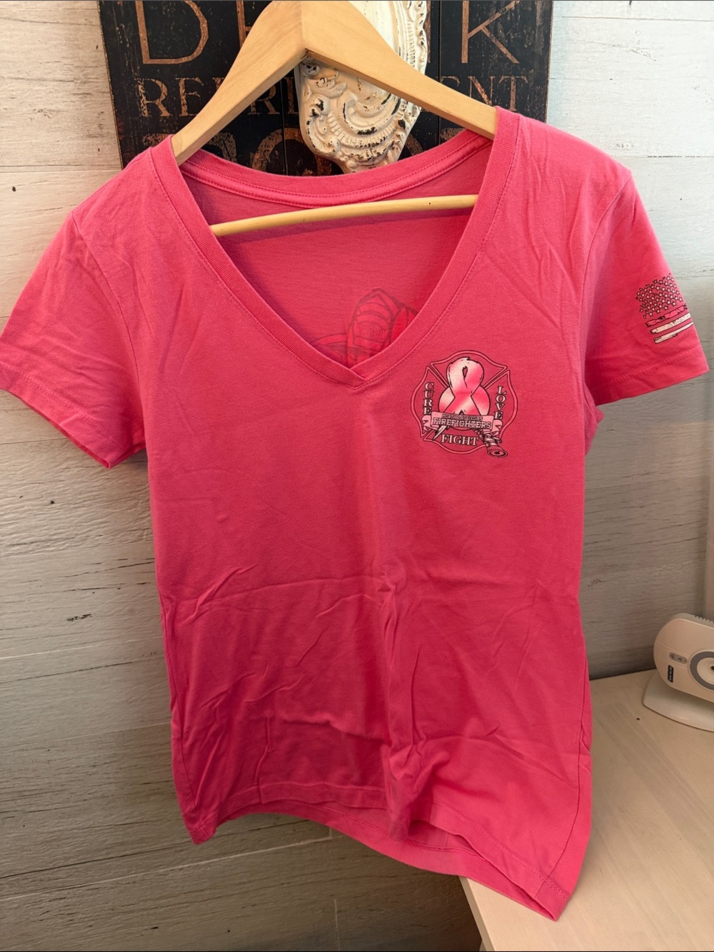 Pink Women's V-Neck Breast Cancer Awareness Tee from North LV Firefighters